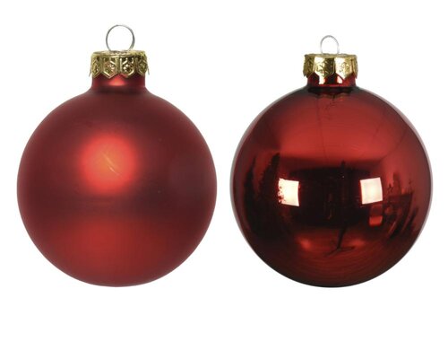 Decoris Kerstballen glas - kerstrood - Ø 7 cm - afbeelding 3