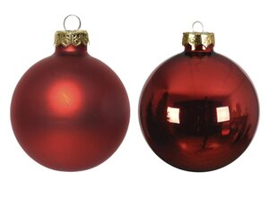 Decoris Kerstballen glas - kerstrood - Ø 7 cm - afbeelding 3