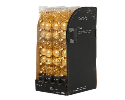 Decoris Kerstballen glas - licht goud - Ø 3 cm - afbeelding 2