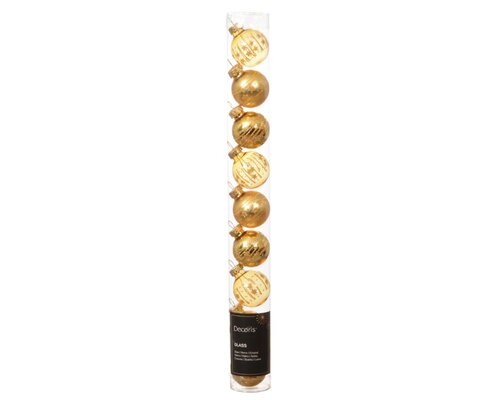 Decoris Kerstballen glas - licht goud - Ø 3 cm - afbeelding 1