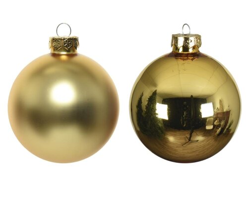 Decoris glazen kerstballen licht goud – diameter 6 cm - afbeelding 2