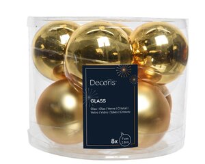 Decoris Kerstballen glas - licht goud - Ø 7 cm