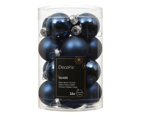 Decoris Kerstballen glas - nachtblauw - Ø 3,5 cm - afbeelding 1