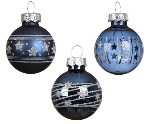 Decoris Kerstballen glas - nachtblauw - Ø 3 cm - afbeelding 2