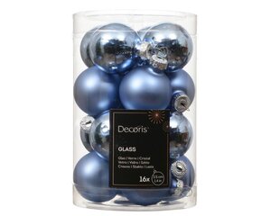 Decoris Kerstballen glas - ochtend blauw - Ø 3,5 cm - afbeelding 1