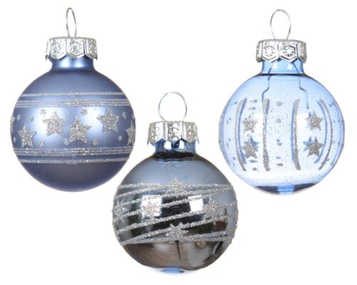 Decoris Kerstballen glas - ochtend blauw - Ø 3 cm - afbeelding 2