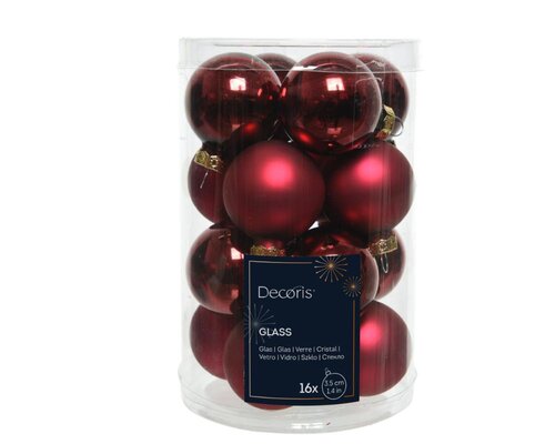 Decoris Kerstballen glas - ossenbloed - Ø 3,5 cm - afbeelding 1