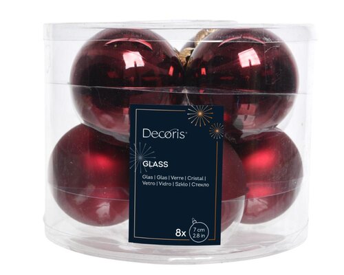 Decoris glazen kerstballen ossenbloed – diameter 7 cm - afbeelding 1