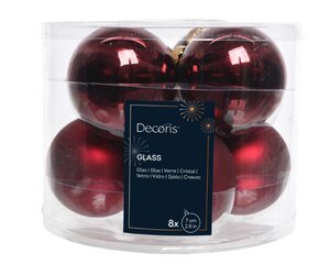 Decoris Kerstballen glas - ossenbloed - Ø 7 cm