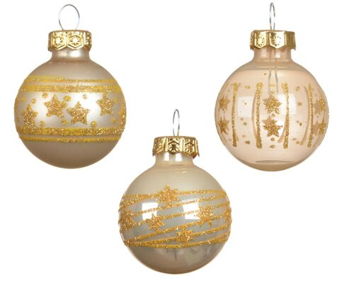 Decoris Kerstballen glas - parel - Ø 3 cm - afbeelding 2