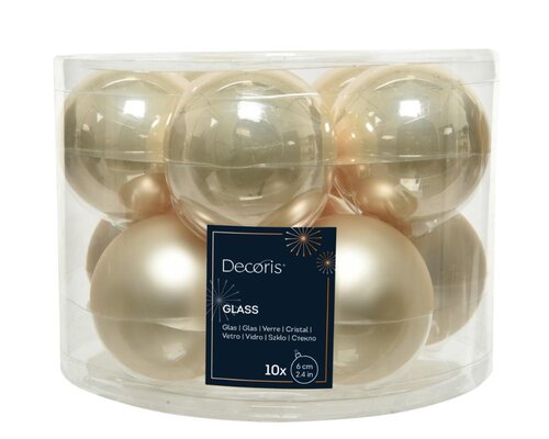 Decoris Kerstballen glas - parel - Ø 6 cm - afbeelding 1