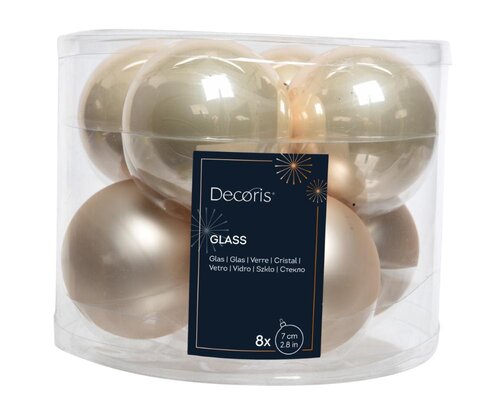 Decoris glazen kerstballen parel – diameter 7 cm - afbeelding 1