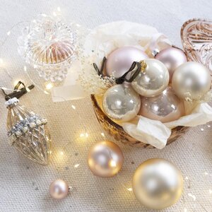 Decoris glazen kerstballen parel – diameter 7 cm - afbeelding 2