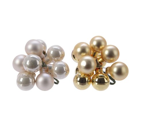 Decoris glazen kerstballen parel/goud – diameter 2 cm - afbeelding 1