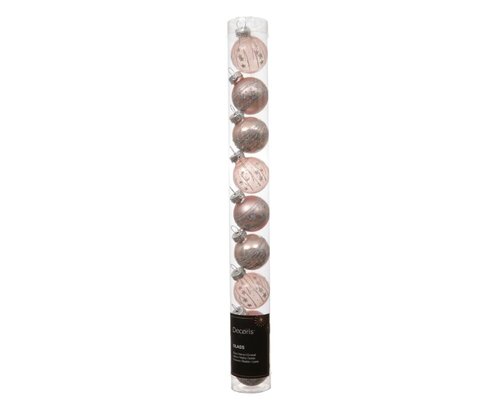Decoris Kerstballen glas - poederroze - Ø 3 cm - afbeelding 1