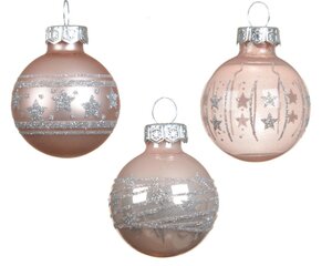 Decoris Kerstballen glas - poederroze - Ø 3 cm - afbeelding 2