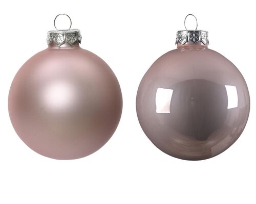 Decoris glazen kerstballen poederroze – diameter 6 cm - afbeelding 3