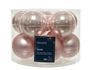 Decoris Kerstballen glas - poederroze - Ø 6 cm