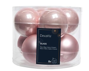 Decoris Kerstballen glas - poederroze - Ø 7 cm