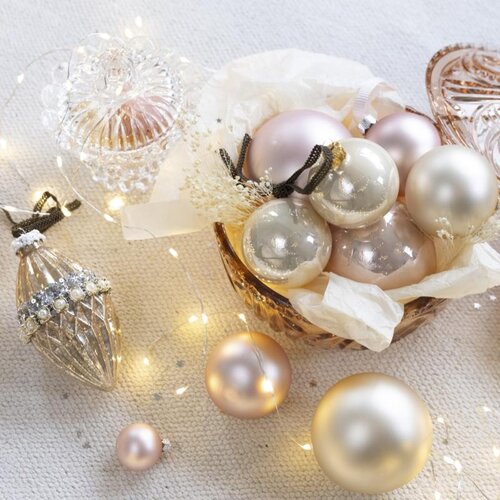 Decoris glazen kerstballen poederroze – diameter 7 cm - afbeelding 2
