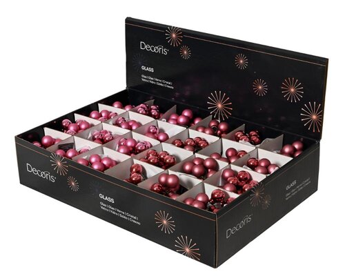 Decoris Kerstballen glas - roze/kleur(en) - Ø 2 cm - afbeelding 2