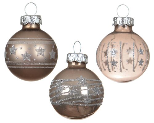 Decoris Kerstballen glas - Smokey parel - Ø 3 cm - afbeelding 2
