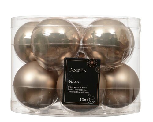Decoris Kerstballen glas - Smokey parel - Ø 6 cm - afbeelding 1