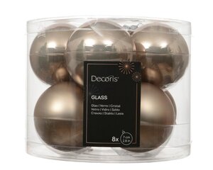 Decoris Kerstballen glas - Smokey parel - Ø 7 cm