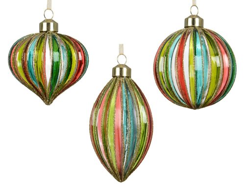Decoris Kerstballen glas - transparant/kleur(en) - Ø 8 cm - afbeelding 1