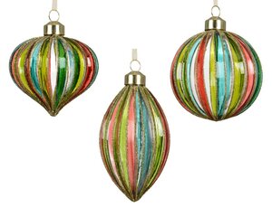 Decoris Kerstballen glas - transparant/kleur(en) - Ø 8 cm - afbeelding 1