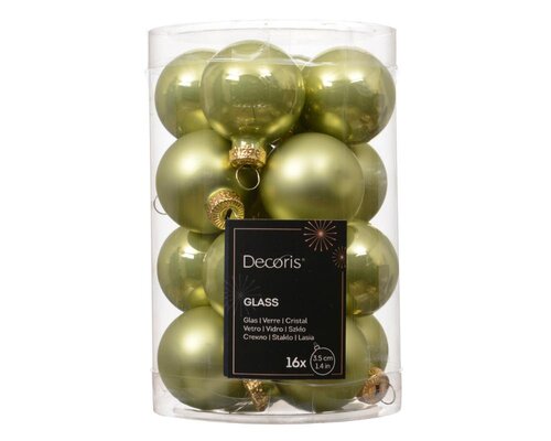 Decoris Kerstballen glas - warm pistache - Ø 3,5 cm - afbeelding 1