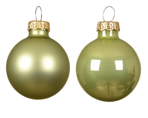Decoris Kerstballen glas - warm pistache - Ø 3,5 cm - afbeelding 2