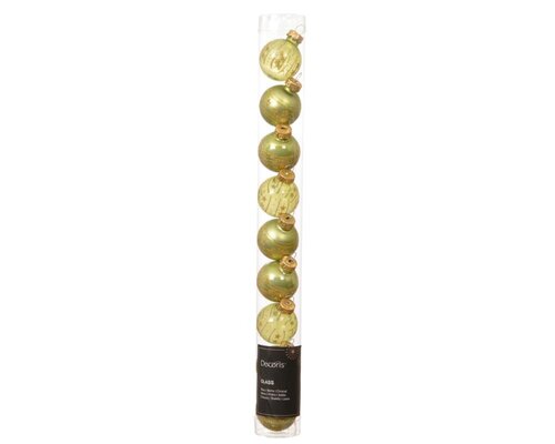 Decoris Kerstballen glas - warm pistache - Ø 3 cm - afbeelding 1