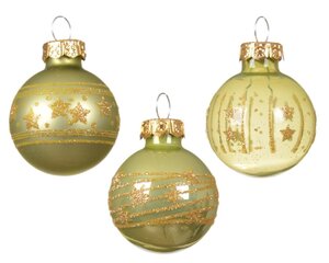 Decoris Kerstballen glas - warm pistache - Ø 3 cm - afbeelding 2
