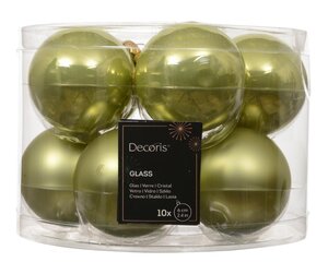 Decoris Kerstballen glas - warm pistache - Ø 6 cm