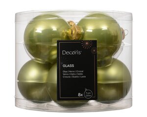 Decoris Kerstballen glas - warm pistache - Ø 7 cm - afbeelding 1