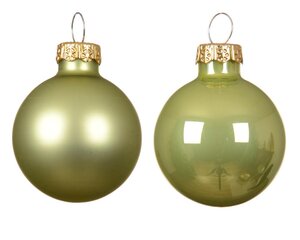 Decoris Kerstballen glas - warm pistache - Ø 7 cm - afbeelding 2
