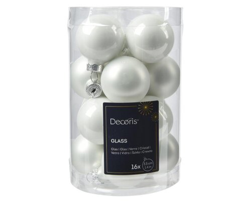 Decoris Kerstballen glas - winterwit - Ø 3,5 cm - afbeelding 1