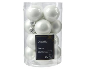 Decoris Kerstballen glas - winterwit - Ø 3,5 cm - afbeelding 1