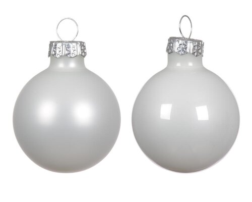 Decoris Kerstballen glas - winterwit - Ø 3,5 cm - afbeelding 2