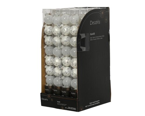 Decoris Kerstballen glas - winterwit - Ø 3 cm - afbeelding 3