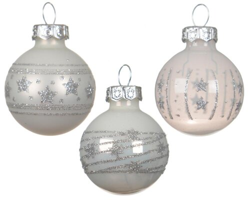 Decoris Kerstballen glas - winterwit - Ø 3 cm - afbeelding 2