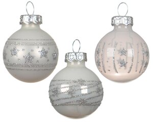Decoris Kerstballen glas - winterwit - Ø 3 cm - afbeelding 2