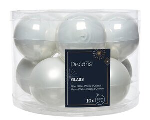 Decoris Kerstballen glas - winterwit - Ø 6 cm