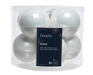Decoris Kerstballen glas - winterwit - Ø 7 cm