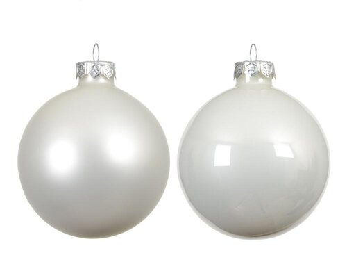 Decoris glazen kerstballen winterwit – diameter 7 cm - afbeelding 2