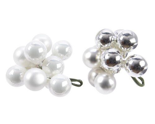 Decoris glazen kerstballen wit/zilver – diameter 2 cm - afbeelding 1