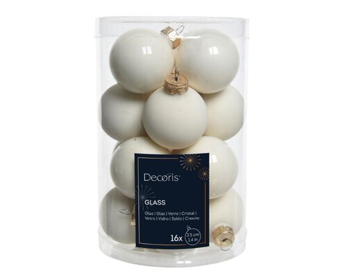 Decoris Kerstballen glas - wolwit - Ø 3,5 cm - afbeelding 1