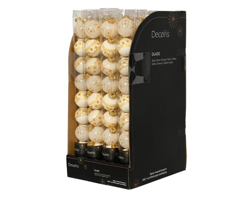 Decoris Kerstballen glas - wolwit - Ø 3 cm - afbeelding 3