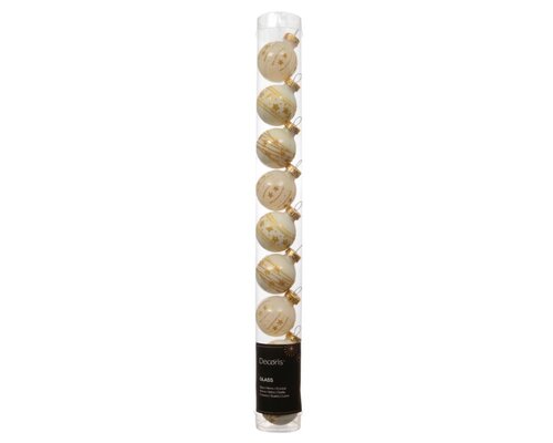 Decoris Kerstballen glas - wolwit - Ø 3 cm - afbeelding 1